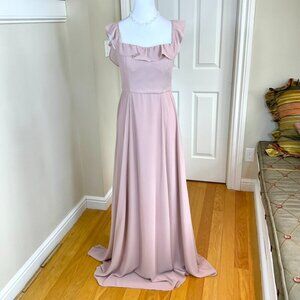 BHLDN Soft Pink Ruffle Maxi Dress